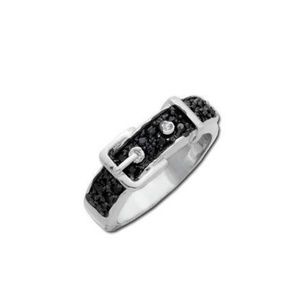 925 Silver Black Buckle Ring